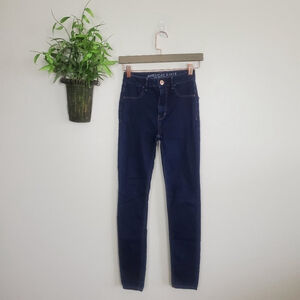American Eagle Sky High Jegging Dark Wash Skinny Stretch Jeans Y2K 00 AE